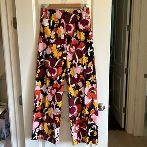 Maeve Multicolor Floral Straight-Leg Pants in Black, Burgundy, Yellow, Pink